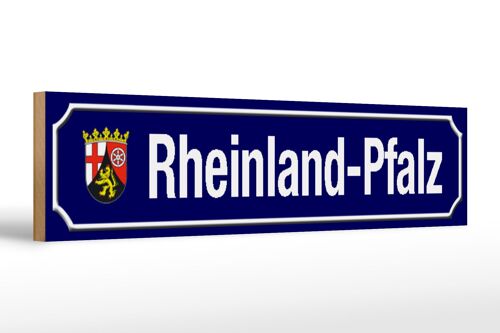 Holzschild Straßenschild 46x10cm Rheinland-Pfalz Wappen Dekoration