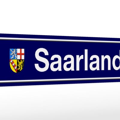 Holzschild Straßenschild 46x10cm Saarland Wappen Deko Schild