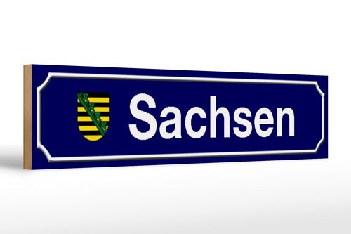 Holzschild Straßenschild 46x10cm Sachsen Wappen Dekoration