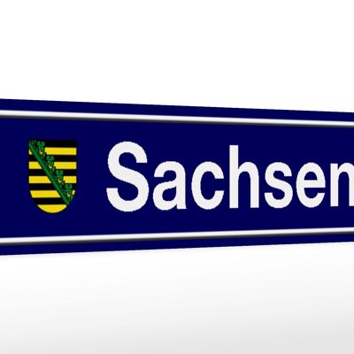 Letrero de madera cartel de calle 46x10cm decoración escudo de armas de Sajonia