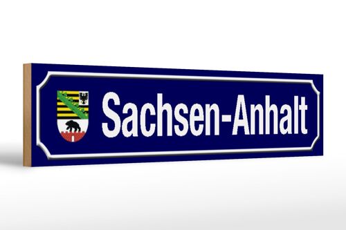 Holzschild Straßenschild 46x10cm Sachsen - Anhalt Wappen Dekoration