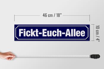 Panneau de rue en bois 46x10cm, décoration Fickt-Euch-Allee 4