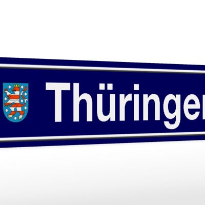 Holzschild Straßenschild 46x10cm Thüringen Wappen Deko Schild