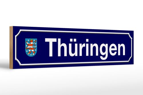 Holzschild Straßenschild 46x10cm Thüringen Wappen Dekoration