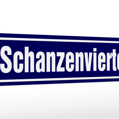 Panneau de rue en bois 46x10cm Schanzenviertel Hamburg panneau bleu