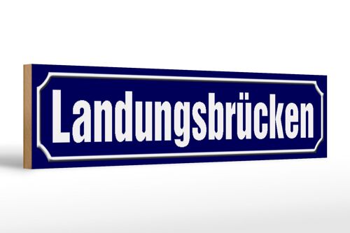 Holzschild Straßenschild 46x10cm Landungsbrücken Hamburg Dekoration