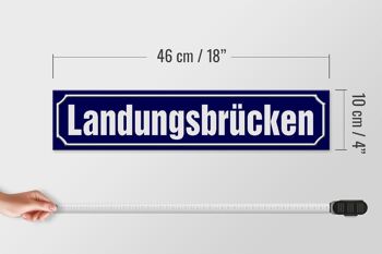 Panneau de rue en bois 46x10cm Landungsbrücken Hambourg décoration 4