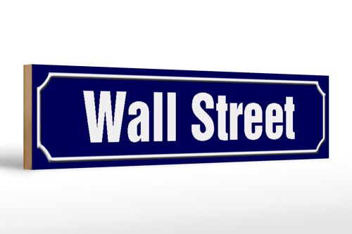 Holzschild Straßenschild 46x10cm Wall Street New York Dekoration