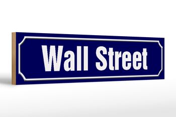 Panneau de rue en bois 46x10cm, décoration Wall Street New York 1