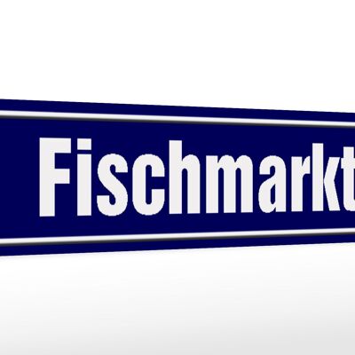 Cartello stradale in legno 46x10cm cartello blu mercato del pesce