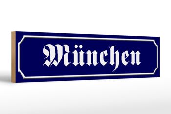 Panneau de rue en bois 46x10cm, panneau décoratif Munich Bavière 1