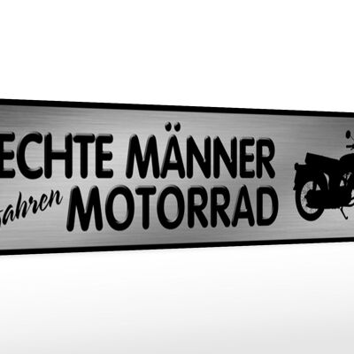 Holzschild Straßenschild 46x10cm Männer fahren Motorrad Dekoration