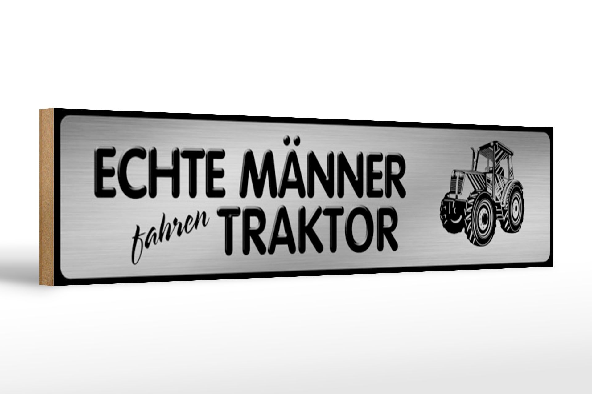 Wooden sign street sign 46x10cm men driving tractor decoration
