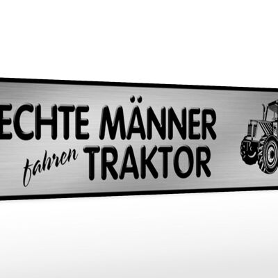 Letrero de madera cartel de calle 46x10cm hombres conduciendo decoración de tractor