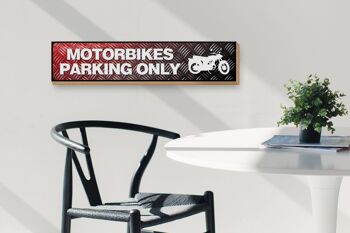 Panneau de rue en bois 46x10cm, panneau décoratif pour stationnement de motos uniquement 3