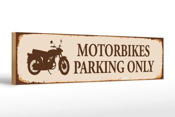 Panneau de rue en bois 46x10cm, panneau de stationnement pour motos uniquement, beige 1