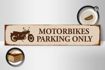 Panneau de rue en bois 46x10cm, panneau de stationnement pour motos uniquement, beige 2