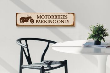 Panneau de rue en bois 46x10cm, panneau de stationnement pour motos uniquement, beige 3