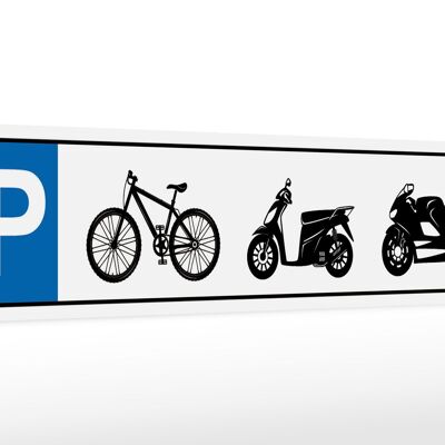 Letrero de madera parking 46x10cm parking bicicleta ciclomotor moto