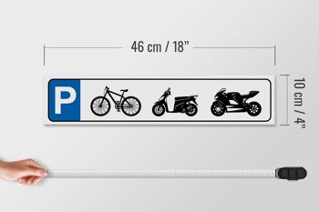 Panneau en bois parking 46x10cm parking vélo cyclomoteur moto 4