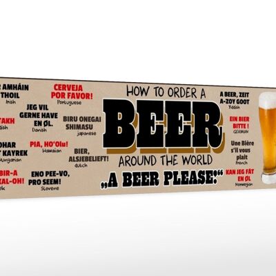 Holzschild Spruch 46x10cm How to Order a beer Bier Dekoration