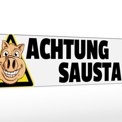 Holzschild Hinweis 46x10cm Achtung Saustall Schwein Deko
