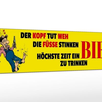 Holzschild Spruch 46x10cm höchste Zeit ein Bier zu trinken Dekoration