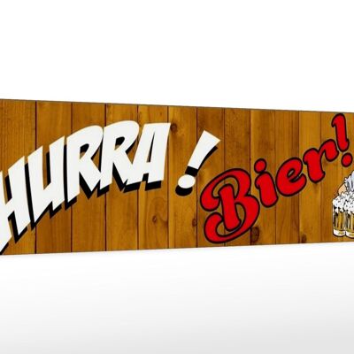 Holzschild Spruch 46x10cm Pinup Hurrra! Bier Alkohol Deko
