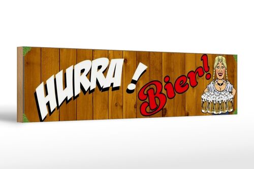 Holzschild Spruch 46x10cm Pinup Hurrra! Bier Dekoration
