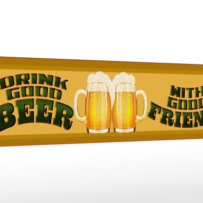 Holzschild Spruch 46x10cm Bier drink good Beer good Friends Deko