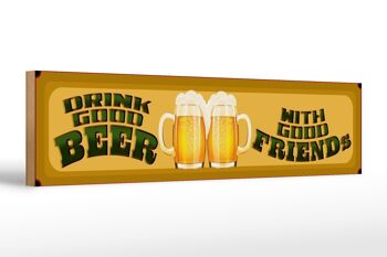 Panneau en bois disant 46x10cm bière boisson bonne bière bons amis décoration 1