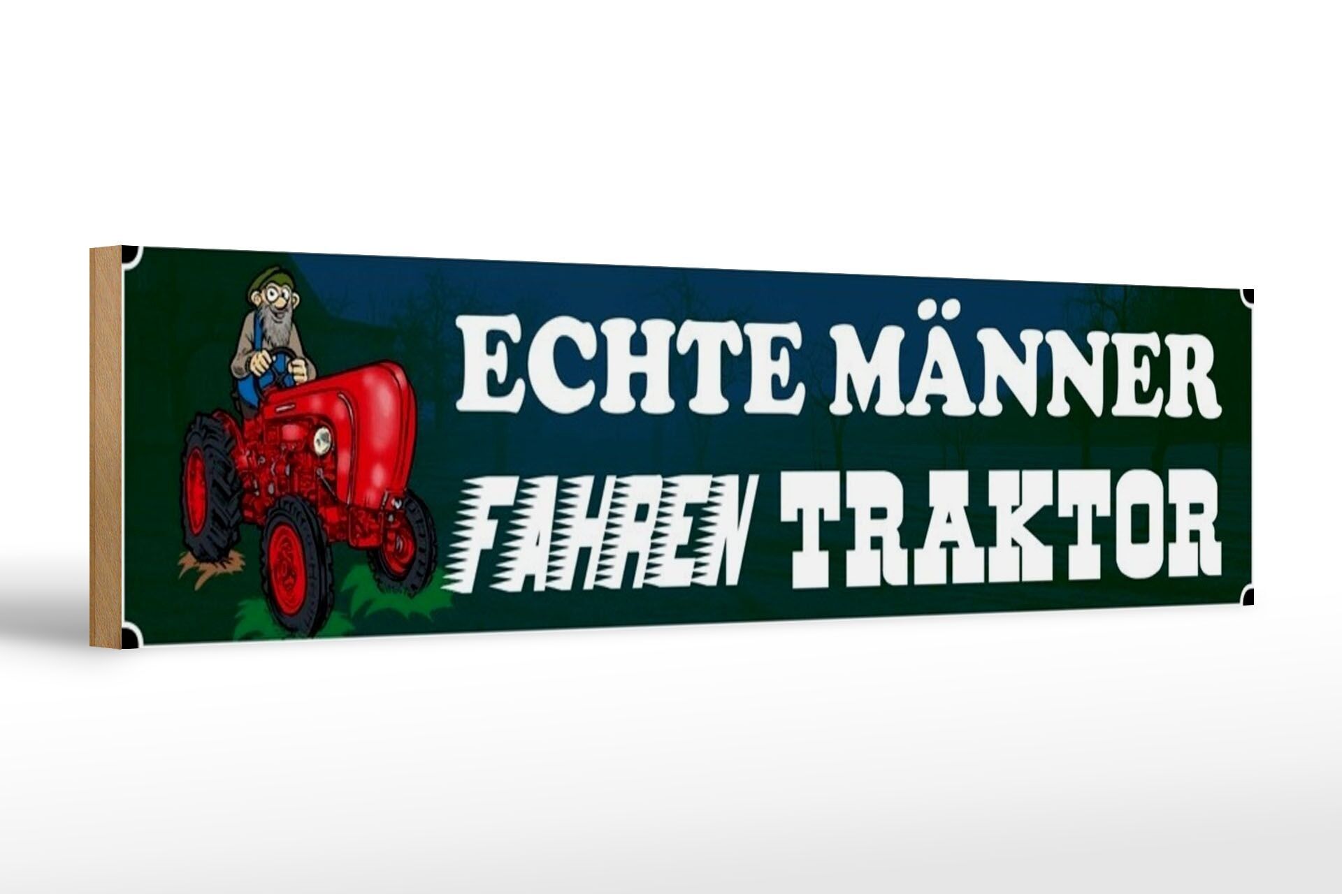 Wooden sign saying 46x10cm real men drive tractor blue sign