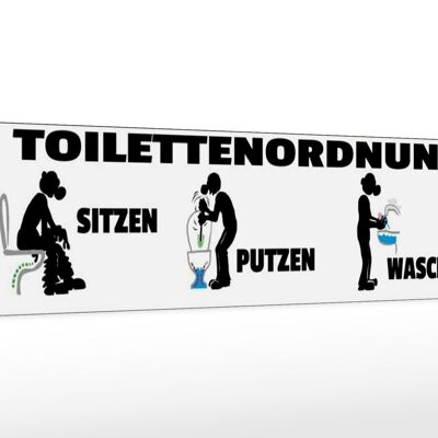 Holzschild Spruch 46x10cm Toilettenordnung sitzen putzen Deko Schild