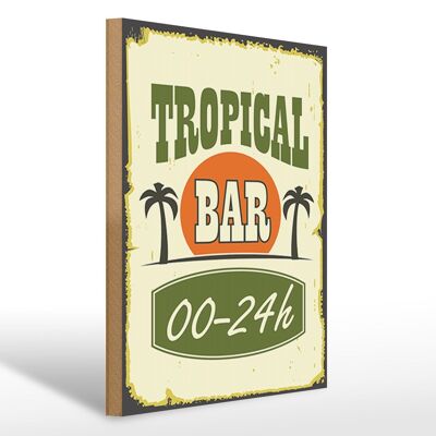 Cartel de madera 30x40cm Tropical Bar 00 - Cartel 24 h