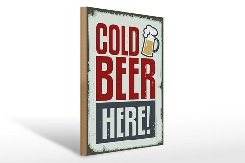 Holzschild 30x40cm Cold beer here Bier Deko Schild