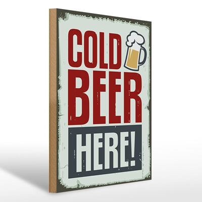 Holzschild 30x40cm Cold beer here Bier Deko Schild