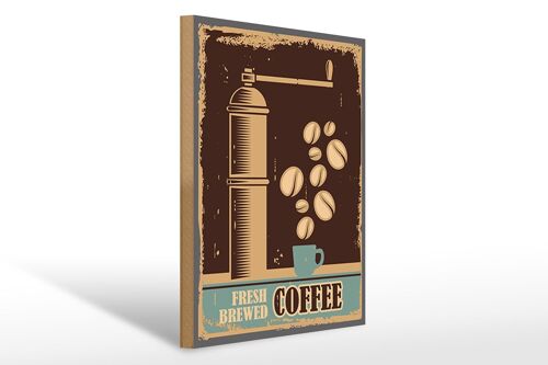 Holzschild Retro 30x40cm Kaffee Coffee fresh brewed Schild