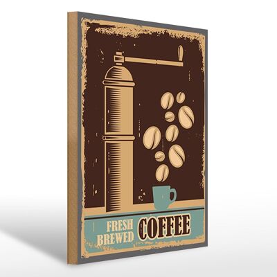 Holzschild Retro 30x40cm Kaffee Coffee fresh brewed Schild