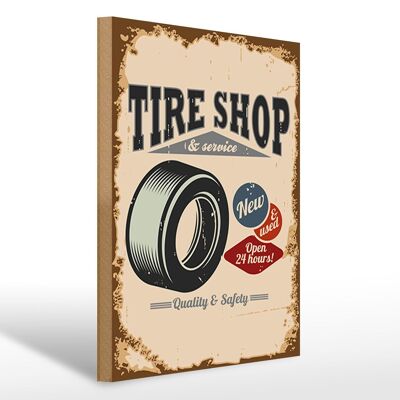 Holzschild Retro 30x40cm Tire Shop Reifen Service Schild