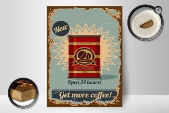 Panneau en bois rétro 30x40cm, panneau décoratif «café obtenez plus de café» 2
