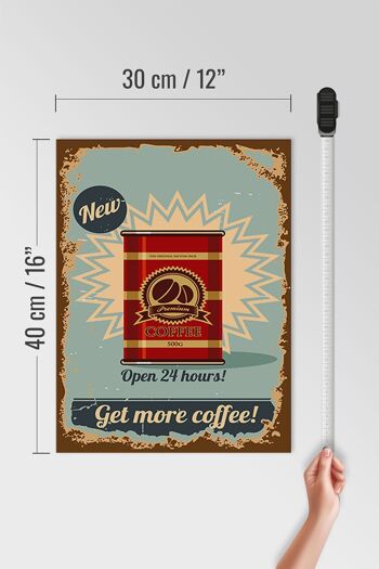 Panneau en bois rétro 30x40cm, panneau décoratif «café obtenez plus de café» 4