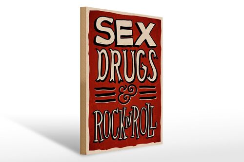 Holzschild Spruch 30x40cm Sex drugs Rock n Roll Deko Schild