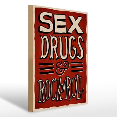 Cartello in legno con scritta 30x40 cm Sesso, droghe, Rock n' Roll, cartello decorativo