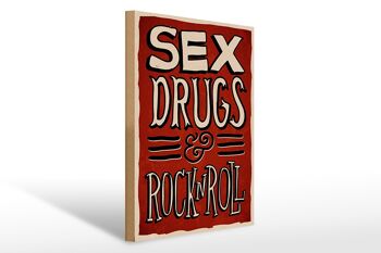 Panneau en bois indiquant 30x40cm Sex drug Rock n Roll, panneau décoratif 1