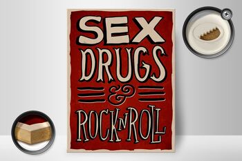 Panneau en bois indiquant 30x40cm Sex drug Rock n Roll, panneau décoratif 2