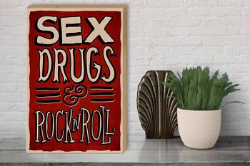 Panneau en bois indiquant 30x40cm Sex drug Rock n Roll, panneau décoratif 3