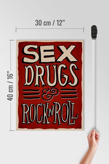 Panneau en bois indiquant 30x40cm Sex drug Rock n Roll, panneau décoratif 4