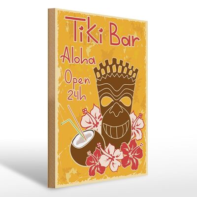 Cartel de madera 30x40cm Tiki Bar Aloha Hawaii cartel