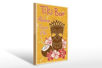 Panneau en bois 30x40cm Tiki Bar Aloha Hawaii 1