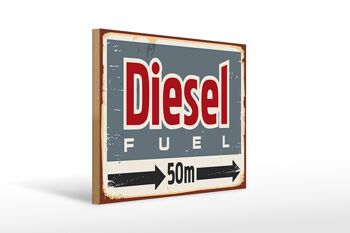 Panneau en bois rétro 40x30cm Carburant diesel 50 m panneau décoratif en bois 1